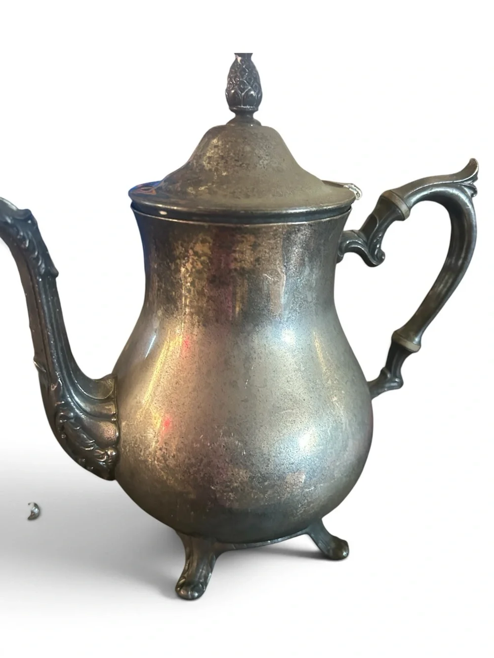 Vintage Gothic Silver Tea Set 3pc Tarnished BSC Silver on Copper Dark Academia